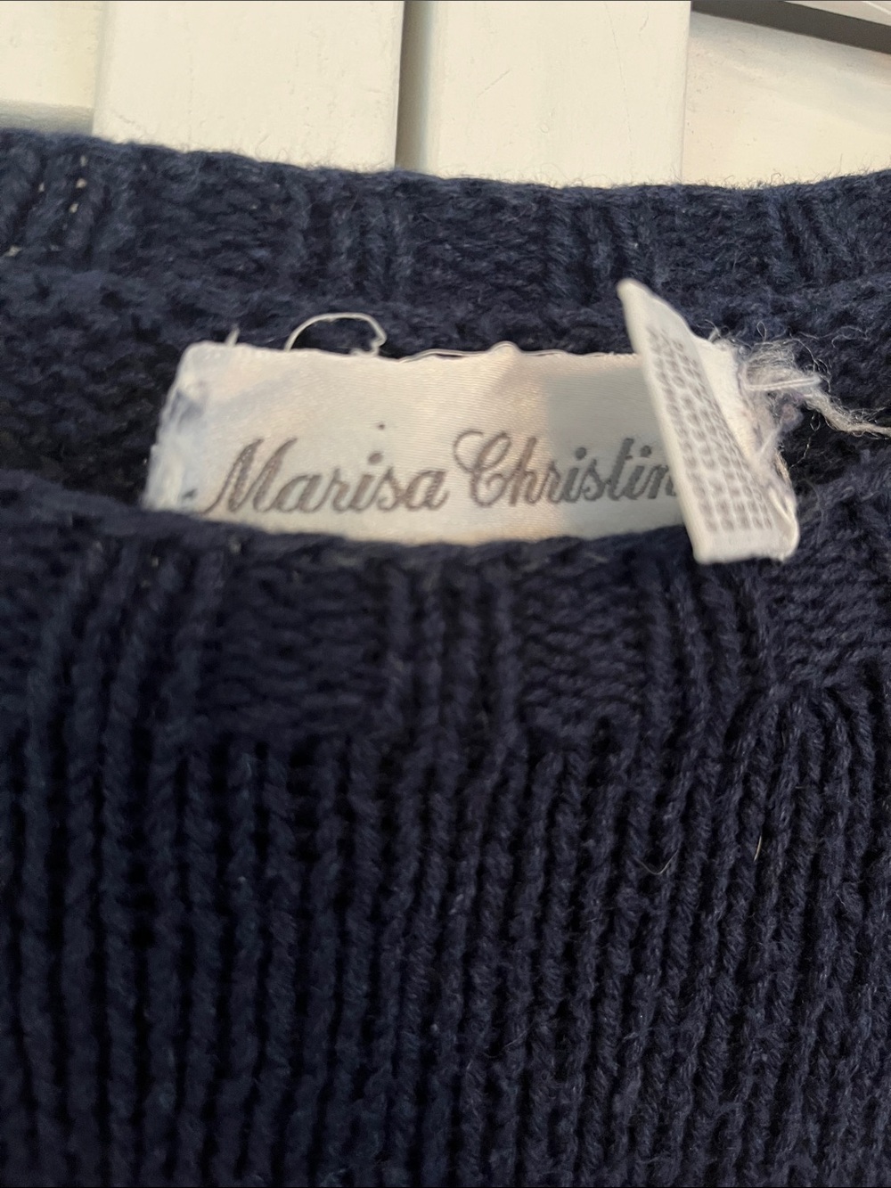 Marisa Christina Hand Knit Pullover Sweater Horse Jumping Navy Blue - Picture 2 of 6